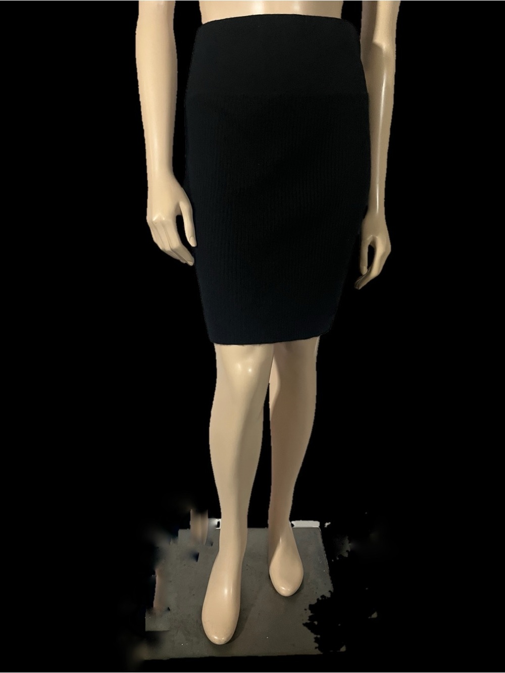 James Perse Black Ribbed Cashmere Pencil Skirt